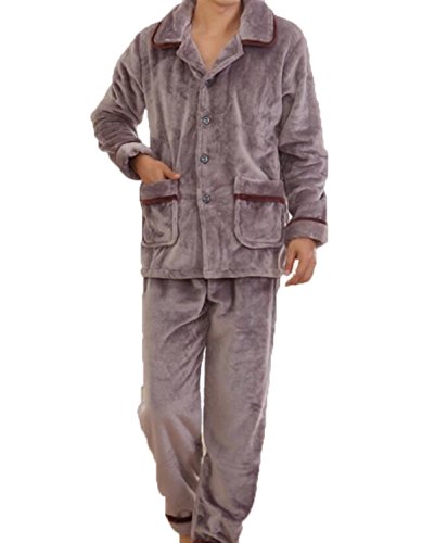 Winter Thicken Warm Men 's Flannel Pajamas Large Yards Lap Home Service Two - Piece Suit