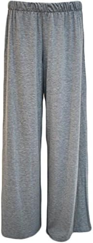 New Ladies Plus Size Wide Leg Bottoms Flared Pants Plain Palazzos Trousers 12-30 (28 to 30, Light Grey)