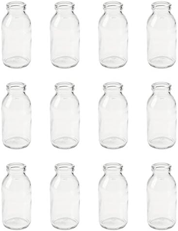 12 x Glass Bottles Vases 10.5 cm Glass Bottle Vintage Country House Style Mini Milk Bottles Decorative Bottles