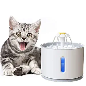 Pets Empire Pet Water Fountain, 2.4L Indoor and Outdoor Automatic Electric Cat Drinking Water Dispenser Portable Hygienic Replaceable Filter Flower Style Water Bowl for Cats, Dogs and Small Animals