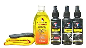 CAR SAAZ Car Cleaning Kit | Combo for Car Care | 3 Type of Polishes with Applicator Pad, Car Shampoo & Cleaning Cloth