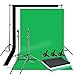 Produktbild 1,6 m x 3 m Professional Studio Hintergrund Support Ständer System Kit - 3 x 3 m x 1,6 m Vlies Schwarz Weiß Chroma Key Grün Hintergrund Bildschirm + Support Ständer System + 3 x Klemmen + Tragetasche