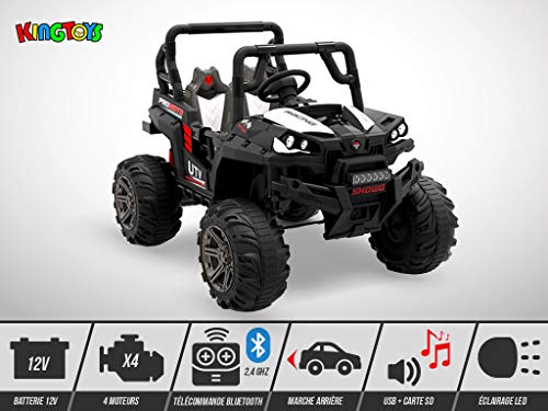Kingtoys - Buggy eléctrico infantil (140 W), color blanco