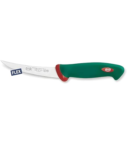 Starrett Coltello da Disossamento da Cucina in Acciaio Inox Dello Chef, Profilo Curvo Stretto, 5 Pollici (125 mm), Manico Nero