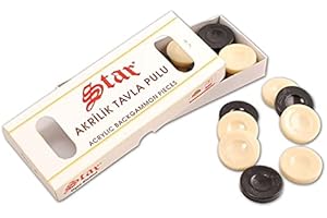 BEKAN Backgammon Dame Mühle Spielsteine Steine TAVLA Tasi Pulu 30 Stück Holz Kunststoff Acryl (Acryl Nr. 4 3,6CM)