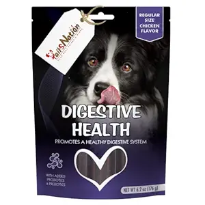 Tails Nation X Get Naked Treats (Digestive Health Sticks - Promotes a Healthy Digestive System with Added Probiotics & Prebiotics 176gm (Regular Size | Chicken Flavour))