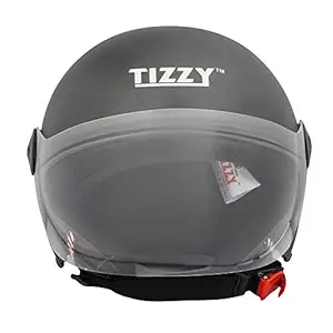 Coffars Half Face Bike Riding Helmet with High Density Polystyrene Inner Shell & Cotton Fabric Interior and Plain Visor For Men (Medium Classic Black/Grey)