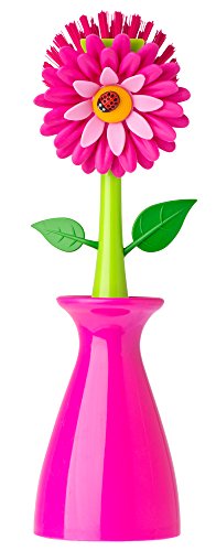 Vigar Flower Power Spülbürste aus Kunststoff Vase 6517 Pink 5 X 5 X 15 cm