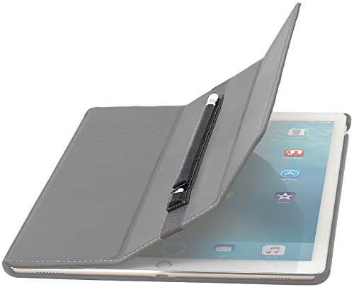StilGut Pencil-Halter für Apple 12,9″ iPad Pro aus echtem Leder mit Lightning-Adapter-Fach. Stift-Halterung zur sicheren Aufbewahrung des Apple Pens, Schwarz - 4