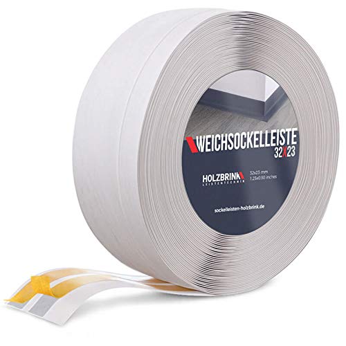 HOLZBRINK Rodapiés flexible autoadhesivo Abedul Rodapiés flexible 32x23 mm, 10 m Zócalo Autoadhesivo