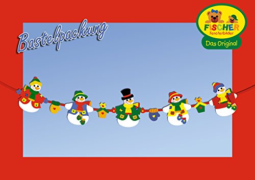 Fischer Fensterbild SCHNEEMANN-GIRLANDE / Bastelpackung / Größe ca. 180x25cm / zum Selberbasteln / Basteln mit Papier und Pappe / Girlande - 3