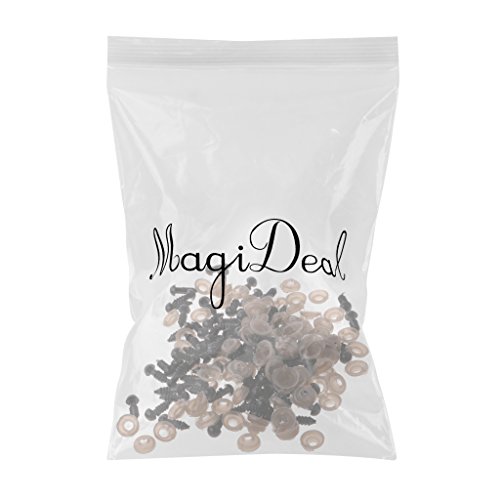 MagiDeal 100 Stück Teddyaugen Sicherheitsaugen Kunststoffaugen Puppe Augen 6mm / 8mm – Schwarz – 6mm - 2