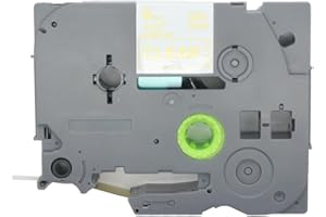 BROVACS 1 paquet de ruban d'étiquettes laminé doré sur transparent compatible avec les imprimantes d'étiquettes Brother P-Touch TZ 114 TZe 114 6 mm 1/4" OPA4114