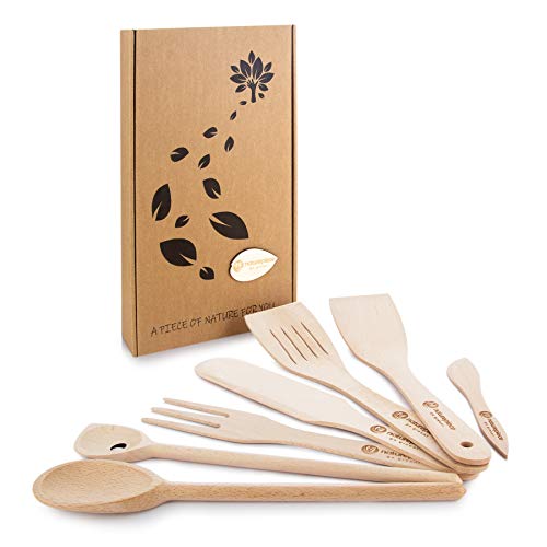 Naturepiece Holz Kchenutensilien Kologisch Kchenhelfer Im Art Deco Stil Holzlffel Pfannenwender Messer Und Mehr Super Geschenkidee Kitchen Utensils Set 7 Teilig Go Green