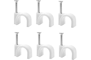 TBRAND Round Cable Clips, 100Pcs Steel Nails Tacks Holder for Organizing Electric Wires Cables Line TV, 10mm Cable pins (White)