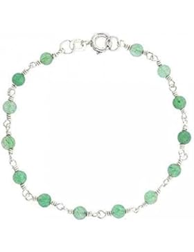 Edles Perlen Armband mit grüner Jade, Sterling Silber