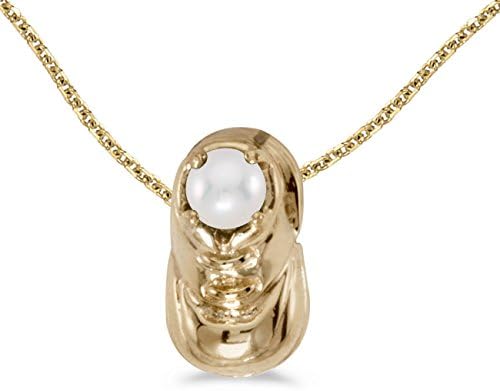 10k Yellow Gold Freshwater Cultured Pearl Baby Bootie Pendant