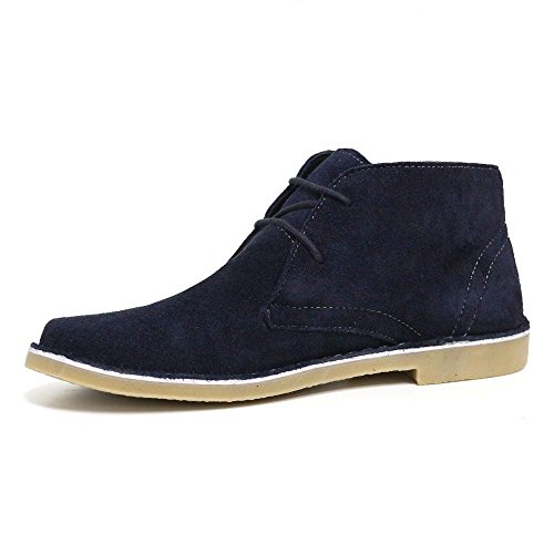 Mens LAMBRETTA Real Suede Casual Walking MOD SKA Chukka Desert Ankle Boots Shoes Size 7 - 12 (9 UK, Navy Blue)