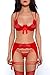 Produktbild Axami V-6651 Heat Hebe BH Dame Reizwäsche Spitze Neckholder Regulierbar Setteil EU, Rot,80D