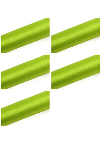 SiDeSo® 45m Organza (5x 9m Rolle) apfelgrün 36cm 0,36€/m Breite Stoff Hochzeit Tischläufer Deko Floristik grün maigrün