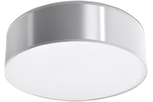 SOLLUX lighting Arena 35 Plafonnier Rond, Design Minimaliste et Moderne, Ampoule E27 (LED) Remplaçable, 1 x 60 W, Nettoyage Facile, Fabriqué en PVC, 35 x 35 x 11 cm, Gris
