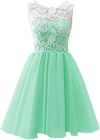 SZHS Lovely Lace V-Neck Flower Girl Dress(Mint,12-13Y)