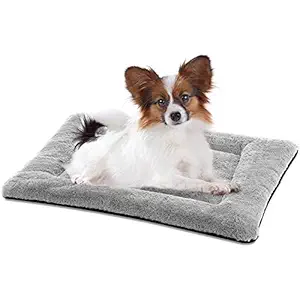 SIWA MARY Dog Bed Mat Soft Crate Pad Washable Anti-Slip Mattress for Large Medium Small Dogs and Cats Kennel Pad (23' x 18', Grey)