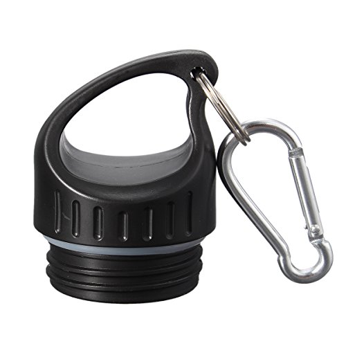KING DO WAY 20oz/600ML 8 Farbe Edelstahlflasche mit Karabiner und Sport Cap Classic | Trinkflasche Thermosflasche Wasserflasche aus 18/403 Edelstahl | Auslaufsichere Vakuum-isolierte Sportflasche BPA Frei | Schwarz - 6