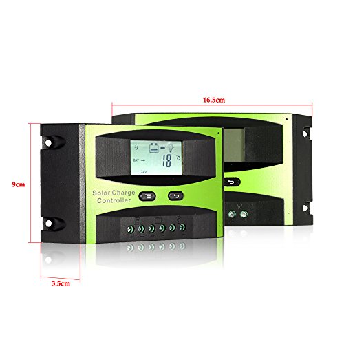 KKmoon 20A 12V/24V Solar Laderegler PWM Aufladung Temperatur Kompensation Überladung Schutz LCD Display für netzunabhängige Solaranlage - 4