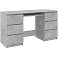 vidaXL Writing Desk with Drawers Durable Home Garden Office Furniture Computer Study Table Laptop Workstation Concrete Grey Engineered Wood
