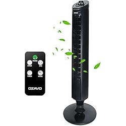OZAVO Ventilateur Colonne Silencieux | Ventilateur Tour avec Télécommande | Ventilateur sur Pied Oscillant 70°| 45 W | 3 Niveaux de Vitesse (LOW / MEDIUM / HIGH) | Minuterie