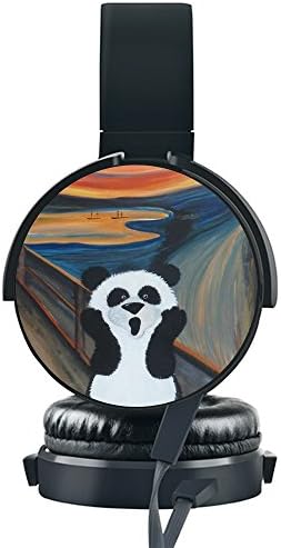 KOSUNG Personalized Wired Headset, Customized Sunset Panda Ear Stereo Headphone with Soft Earmuffs Hands-free Phone Calls Compatible with iPhone /Smartphones/ PC / iPad /Laptop etc.