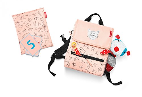 Reisenthel Sac à Dos pour Enfant 28 cm, Cats and Dogs Rose (Rouge) - IE3064