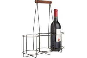 AUBRY GASPARD Panier bouteilles en métal vieilli et bois 3 bouteilles