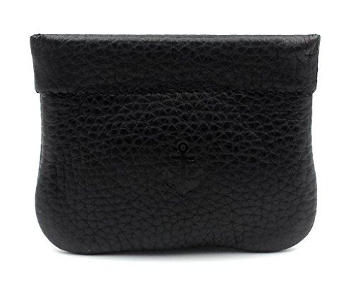 MONEDERO CON CIERRE DE FLEJE PIEL UBRIQUE - ALTA CALIDAD - NEGRO