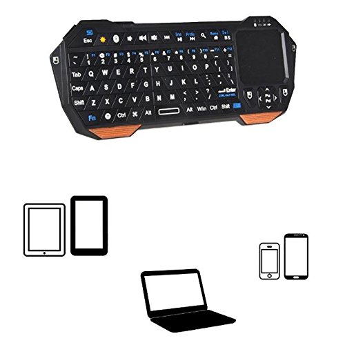 Fosmon Mini drahtlose Bluetooth-Tastatur mit Touchpad, Portable Leichtbau mini drahtloser keyboard Controller für Apple iPhone 7/6s/6s Plus/SE/5S, Samsung Galaxy S7/S7 Edge Android / Windows Smartphones, Tablette, PS3 / PS4, Laptop, Notebook und andere (Schwarz / Orange) - 9