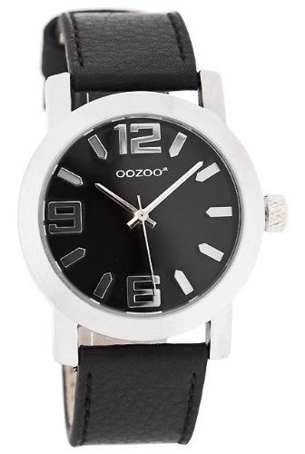 Oozoo XL Damenuhr mit Lederband - JR204 - Schwarz Oozoo XL Damenuhr mit Lederband - JR204 - Schwarz