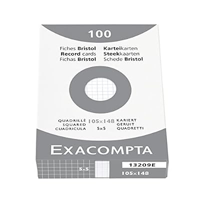 Exacompta 13209E Etui 100 Fiches Bristol Blanc 105/148 5x5