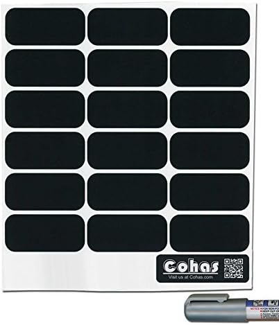 Ziggyboard Small Chalkboard Labels with Fine Tip Silver Chalk Marker 1 x 2 1/8 inches 54 rectangle shape stickers by Ziggyboard
