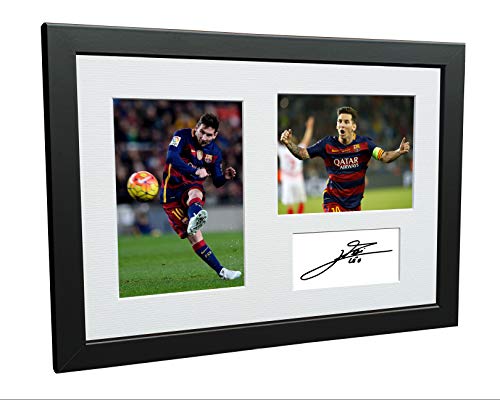 Fotografía enmarcada y firmada en tamaño A4 de Lionel Messi, del Barcelona