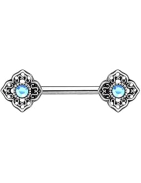 beyoutifulthings VINTAGE BLUME Brustwarzen-piercing Intim-piercing Brust-piercing Nippel-piercing KRISTALL ZIRKONIA...