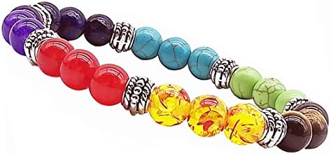 Chakra Healing Stone Beads Stretch Bracelet Balancing Reiki Elastic Turquoise Agate Bangle for Women