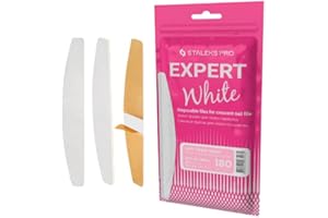 STALEKS PRO Ricarica di lime per unghie con base in morbida schiuma adesiva bianca a forma di mezzaluna. Expert 40, 30 pezzi (grana 180)