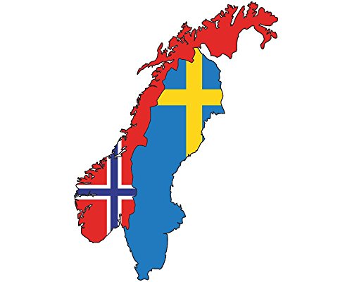 Skandinavien Aufkleber Autoaufkleber in den Nationalfarben Norwegen Norge Schweden in 5 Größen (7,3x10cm ) - 3