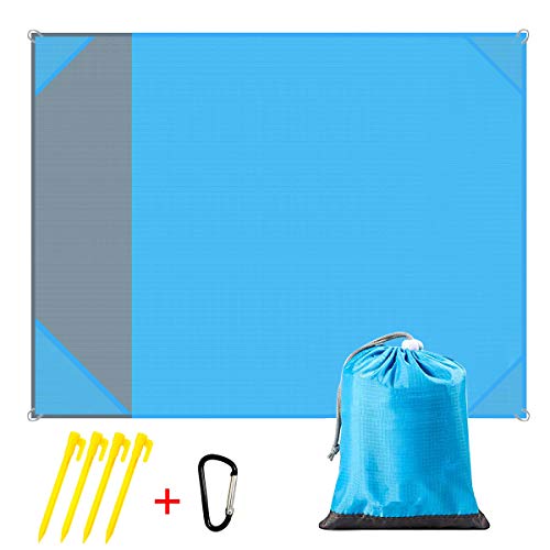 PROZADA Estera de Playa Impermeable, Manta de Picnic Esterilla de Playa y Portátil a Prueba de Arena de Oxford con Mosquetón, 140 x 200 cm (240 g) Acampar, Picnics