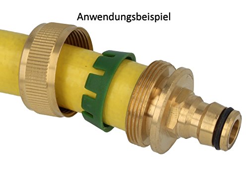 Schlauchanschluss mit Stecker für Wasserschläuche und Gartenschläuche 1/2 Zoll (Ø 13 mm) – massive Ausführung – messing-blank - 2
