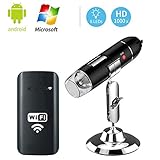 1000-fache Vergrößerung mit HD-Auflösung: Das USB-Mikroskop bietet ein 20-fach-1000-faches Vergrößerungsverhältnis mit einstellbarer Beleuchtung, weicherem Fokussierrad und unabhängiger Taste zum Aufnehmen von Bildern, Streams und Live-Videos. Sicherstellen, dass die vergrößerten Bilder klar, hell und hochauflösend sind. (Entfernen Sie vor dem Gebrauch die Staubschutzhülle von der Vorderseite der Linse.).