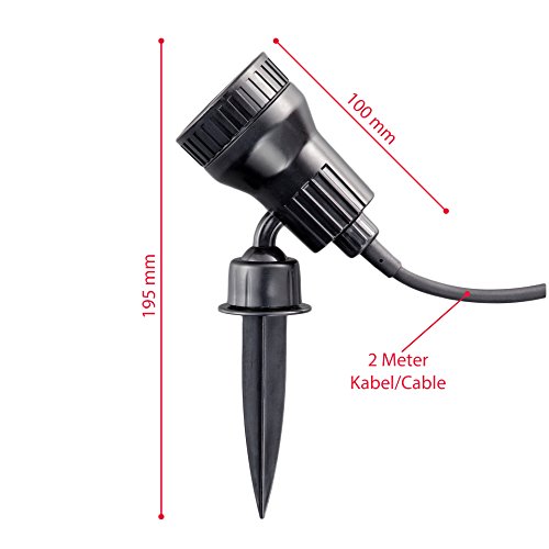 LED Außenleuchte, Außenstrahler, Außenleuchte, Außenlampe, Terrassen Beleuchtung, Gartenleuchte, Gartenlampe, Gartenspieß, Erdspieß, Außenbeleuchtung, warmweiß, schwenkbar, schwarz, B x H 10 x 19,5 cm - 4