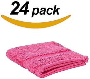 ROHI Salon Towels Easy Care, Ringspun Cotton for Maximum Softness and Absorbency, 24-pack - Hot Pink (30cm x 30cm)