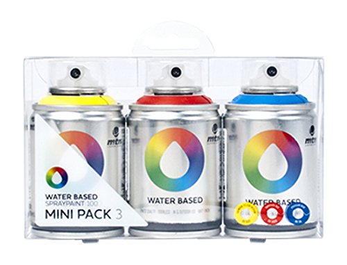 Montana Colors Pack Spray Water Based 3 Colors (Rojo-Amarillo-Azul) Spray a Base de Agua, 100 ml, Set de 3 Piezas